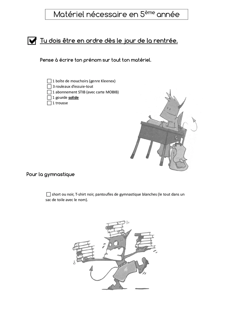 Liste de matériel P5